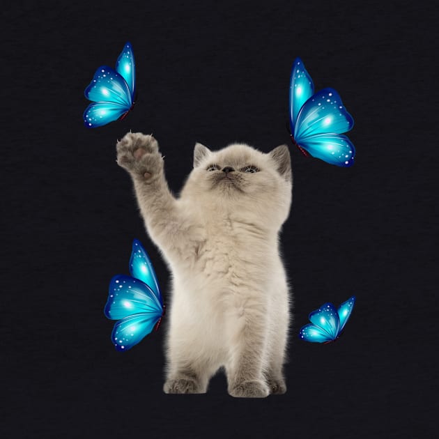 Cute White Cat With Butterfly Cat adoption For Cat Lover by drag is art